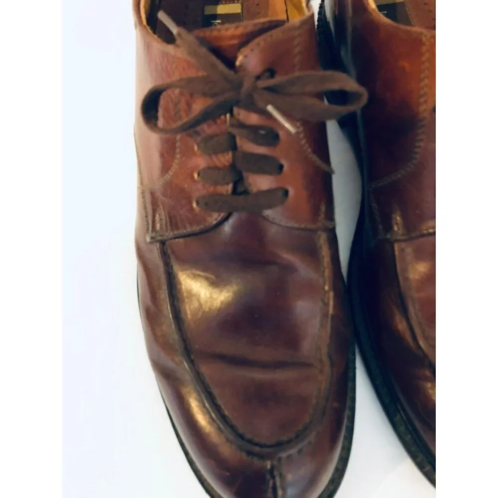 Johnston & Murphy Mens Size 10.5 Shoes Oxford Brown Lace Up Leather Italy